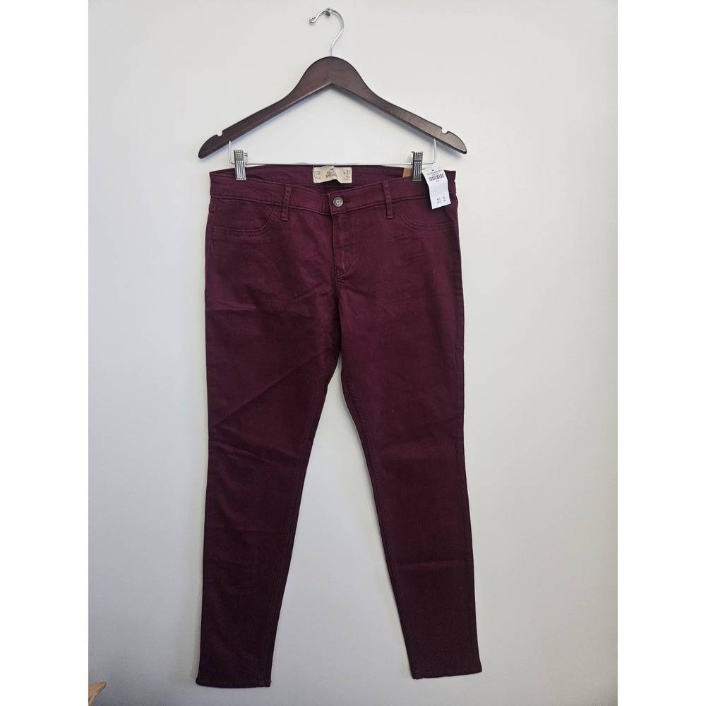 NWT Hollister Super Skinny Jeans Womens 13R W31 L31 Burgundy Maroon Low Rise